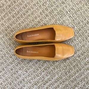 Enzo Angiolini Yellow Leather Flats Shoes Women's